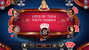AK47 - Main game screen with Teen Patti table