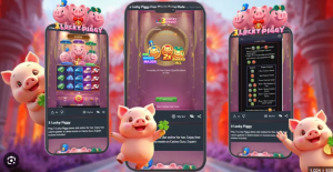 3 Lucky Piggy - Main game screen with three lucky pig characters